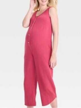 Ingrid & Isabel Sleeveless Button-Front Maternity Motherhood Jumpsuit Size M